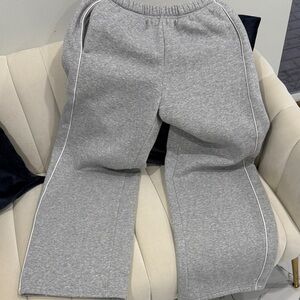 Edikted Gray Track Pants with White Piping